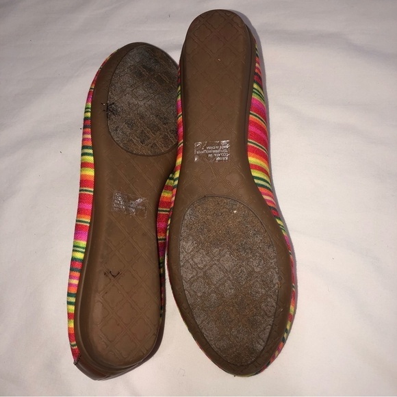 Liz Claiborne New York Striped Ballet Flats Size 9 8.5 Fabric Stripes Colorful - Picture 6 of 9